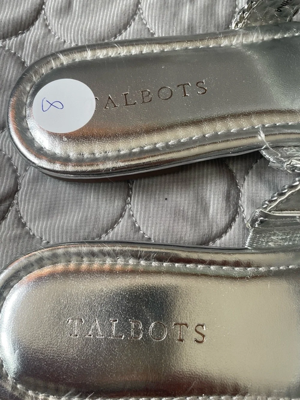 Talbots Metallic Silver Braided Toe-Ring Sandals